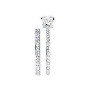 Princess Cut Diamond Hidden Halo con acentos Conjunto nupcial Anillo de bodas para mujer - Product Image 2