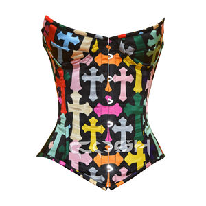 Multicolor Cross Design <b>Corset</b> Underwire Top - Product Image 5