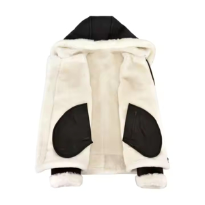 Unisex Black Ice Hockey <b>Hoodies</b> with Detachable White <b>Fur</b> Hood 100% Polyester Breathable & Waterproof Customizable - Product Image 5