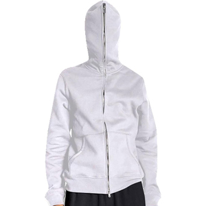 Sweat à capuche zippé en molleton d'hiver de couleur unie, élégant, en coton lourd avec design imprimé, nouvelle mode hivernale - Product Image 1