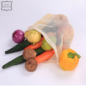 Bolso de cadena de malla de algodón reutilizable portátil con asa corta, bolso de compras reciclable para frutas y verduras - Product Image 4