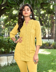 Nuevos regalos, rayón viscoso y secuencia completa de chikankari, Kurtis delantero y trasero para venta en línea - Product Image 4