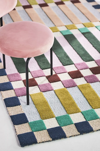 Tapis tufté en laine de Nouvelle-Zélande à carreaux Hoxton fait à la main anti-bactéries antidérapant doux durable pour le salon moderne - Product Image 2
