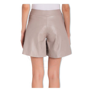 Pantalones cortos de piel sintética personalizados para mujer, cintura alta y estilos de motorista para boutique al por mayor - Product Image 5