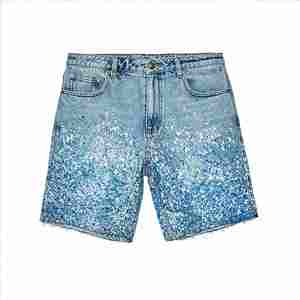 Short OEM de haute qualité, poids lourd vieilli, logo personnalisé, ourlet brut de sueur en strass, taille plus, pour shorts décontractés respirants pour hommes - Product Image 6