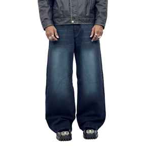 Jeans larges bleus droits pour hommes, vente en gros, faible MOQ, jeans amples pour hommes, style streetwear, jeans amples vintage de haute qualité - Product Image 1