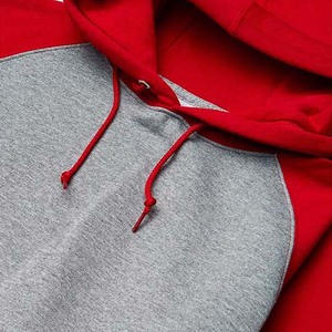 Sudadera con capucha para hombre, ropa de calle informal de color sólido, rojo y gris, con bolsillo canguro en blanco, 50% de algodón de alta calidad, 50% de forro polar - Product Image 2