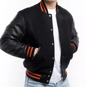 Chaquetas de béisbol para hombre de buena calidad con mangas de cuero/Chaqueta universitaria a prueba de viento de cuero de manga larga al por mayor para hombre - Product Image 1