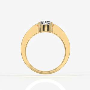 Men's 14K Yellow Gold <b>Ring</b> with Portuguese Cut Lab Grown Diamond Premium Diamond <b>Rings</b> - Product Image 3
