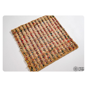 Tapis en jute naturel multicolore tissé à la main avec fil PET Tapis écologique durable pour chambre à coucher, salon et décoration intérieure - Product Image 3