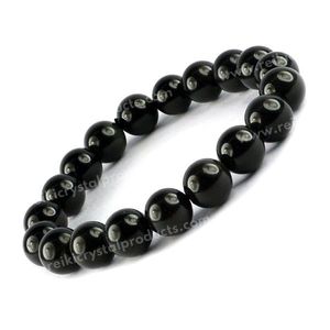 Certified Black Obsidian 10mm Round Bead Bracelet for Protection Strength Grounding & Emotional Balance Reiki Charged - Product Image 4