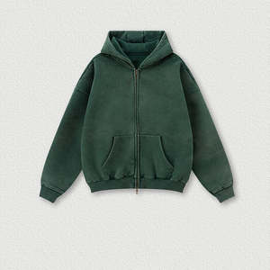 Sudadera con capucha con cremallera y lavado ácido de invierno, caja gruesa de algodón 100 de 460gsm, Sudadera con capucha desgastada con lavado ácido de piedra Vintage de gran tamaño para hombres - Product Image 6