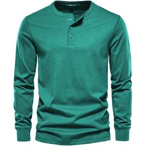 Premium Urban Streetwear Henley Tee for Men Custom Fit Crew Neck <b>Fall</b>-Winter Apparel Different Customized Colors Plain Dyed - Product Image 5