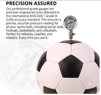 20 PSI 1.4 BAR Analog Dial 63mm Stainless Steel Ball Air Pressure Gauge Metal Barometer for Football Basketball Sports Referee