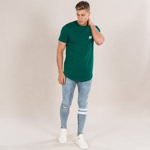 Camiseta de algodón 100% en blanco de verano, venta al por mayor, logotipo de marca personalizado, bordado, estampado, dobladillo curvo Delgado, camiseta para hombre - Product Image 2