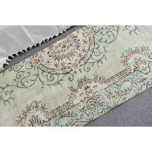 พรมขนสัตว์ตุรกี29x72ft วินเทจดีไซน์การเย็บปะติดปะต่อกันสีเขียวและสีเบจเทคนิคสานแบนสำหรับตกแต่งห้องนั่งเล่นกว้าง4เมตร - Product Image 5