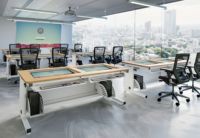 Verpadesk Convertible meja berdiri dapat diperpanjang, desain Modern kontemporer hitam/ceri dapat dilipat untuk rumah kantor sekolah luar ruangan