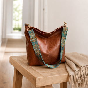 Sac seau en cuir PU pour femme, grande capacité, sac bandoulière avec sangle tressée - Product Image 3