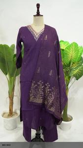 Indien ethnique mousseline longue Kurti pantalon Dupatta costume femmes mariage Festival Pooja travail manuel robe de mariée traditionnelle robe Diwali - Product Image 3