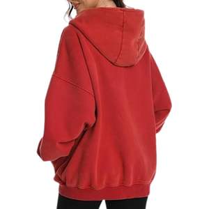 เสื้อฮู้ดผ้าฝ้าย100% แอซิดออกแบบได้ตามต้องการสำหรับผู้หญิงเสื้อมีฮู้ดแบบหลวมระบายอากาศได้ทรงหลวมโอเวอร์ไซส์มีซิปมีโลโก้ด้านหน้า - Product Image 2