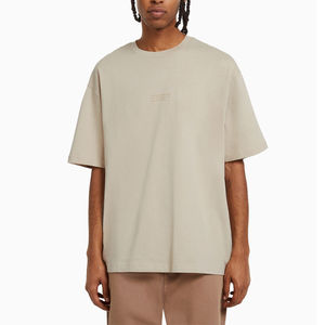 Camiseta Retro de algodón de verano para hombre, cuello redondo de calidad, hombro caído, Patchwork con estampado de flores, patrón sólido, 220 gramos de peso - Product Image 5