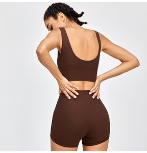 Pantalones cortos deportivos de nalgas de melocotón de cintura alta para mujer, pantalones de Yoga de tres puntos ajustados plisados, característica transpirable - Product Image 3