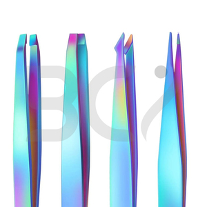Pinzas multifuncionales para cejas de arcoíris de acero inoxidable, Punta inclinada, buena venta para uso personal en salones de belleza - Product Image 2