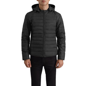Vente en gros de manteau matelassé en denim surdimensionné pour hommes avec logo personnalisé Vestes à bulles avec impression OEM Veste matelassée pour l'hiver en plein air - Product Image 4