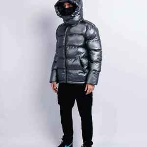 Customizable Men's <b>Quilted</b> <b>Jacket</b> with Stand Collar & Hood Breathable Canvas Material Sublimation Printing & <b>Pattern</b> Decoration - Product Image 2
