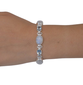 925 Sterling Silver Handmade Gemstone <b>Moonstone</b> Tennis <b>Bracelet</b> Stamped Gold Plated Trendy Fine Fashion Jewelry - Product Image 1