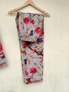 Ropa de Dormir de Algodón 100% Hecha a Mano en India con Estampado Floral para Mujer, Elegante, Lujosa, Informal, Traje para Caminar por la Mañana, Popelina de Verano, ODM - Product Image 6