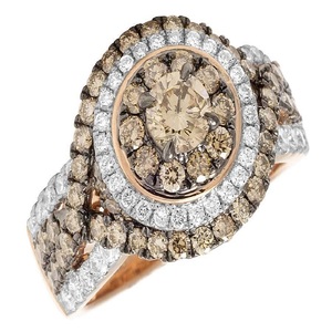 Anillo de compromiso de diamante de moissanita de color marrón Halo redondo para mujer, joyería de hip hop helada en plata 925 - Product Image 1