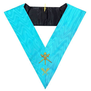 Collier d'insigne à coudre de Regalia maçonnique de matériel en cuir brodé d'expert français - Product Image 4