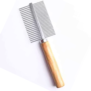 Peine profesional para el cuidado de mascotas, herramienta para desenredar con mango de madera de acero inoxidable Premium para perros y gatos, producto de belleza para el cuidado Personal - Product Image 1