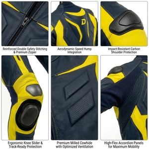 Traje de Cuero Personalizado para Motociclismo de Competición, Equipo de Pista OEM, Ropa Protectora de Cuero Vacuno Perforado para Motociclistas - Product Image 6