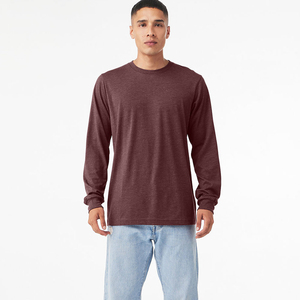 T-shirt à manches longues pour homme, col rond, couleur unie, jersey de coton, coupe classique, style décontracté, t-shirts à col rond - Product Image 4