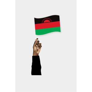 Bandera de Mano de Malawi con Logotipo Personalizado, Impresa Digitalmente en Poliéster, Asta de Fibra de Vidrio - Product Image 1