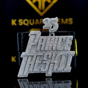 Pendentif lettre personnalisé, pendentif Logo personnalisé, pendentif numéro Hip Hop pour hommes, pendentif Moissanite, bijoux Ice Out Hip Hop, argent 925 - Product Image 1
