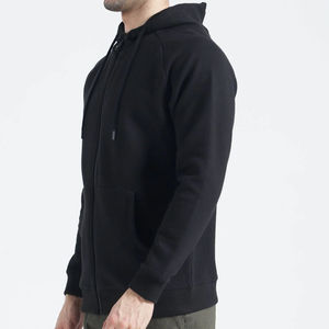 Sweat à capuche en molleton 100% coton pour homme, motif uni, col à capuche avec fermeture éclair - Product Image 4