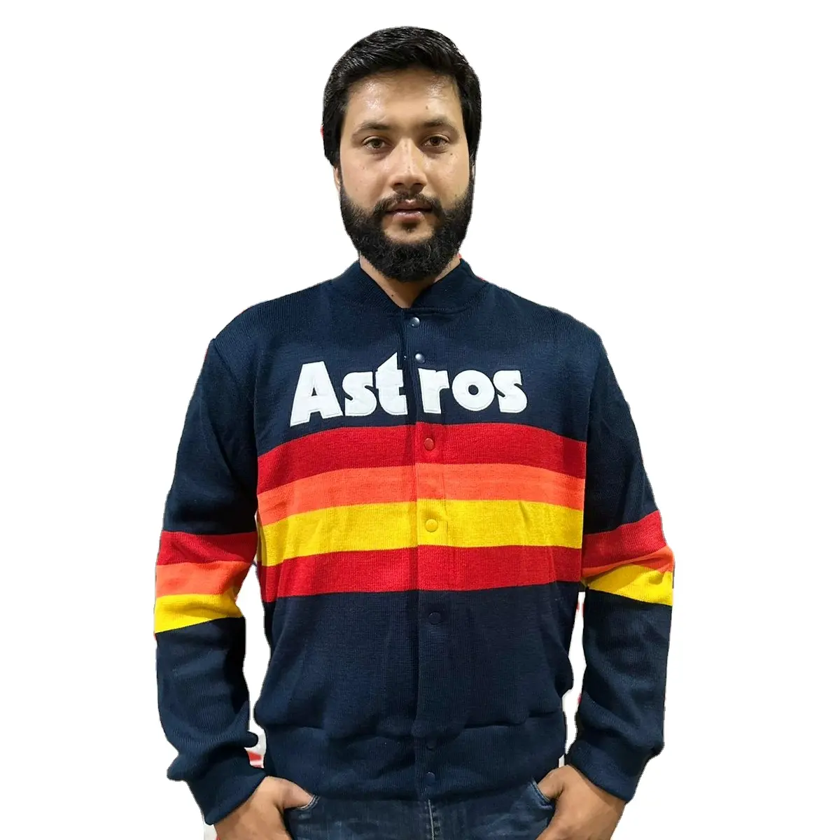 OEM Custom Logo Astros Sweater Bomber jacke Hip Hop Versity Jacke Ihr eigenes Design Männer tragen Bomber Versity Jacke Made in Pakis