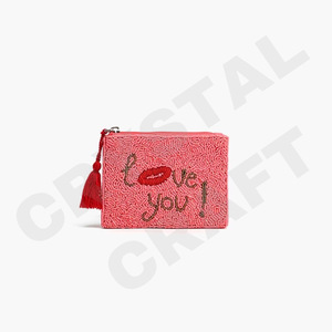 Pochette à monnaie Blam Portefeuille personnalisé en perles de rocaille Beau cadeau de maman-Conception de coeurs pour filles - Product Image 6