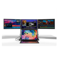 Moniteur de jeu portable TriCreate Triple 15,6 pouces 1080P FHD USB-C en aluminium, moniteur IPS de voyage pour ordinateur portable, pour usage professionnel