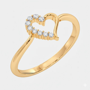 Bague en or massif 14K 18K avec diamant de laboratoire, cœur ouvert creux, pavé de diamants, bague de fiançailles, cadeau d'anniversaire pour elle, vente chaude - Product Image 1