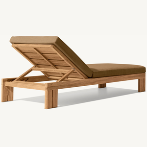 Chaise longue en teck pour une personne, pour usage extérieur, style moderne, avec coussins doux et durables - Product Image 2