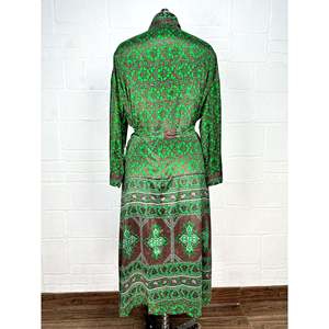 Recycled Vintage Silk Sari <b>Robe</b> Boho Floral Print Dressing Gown <b>Beach</b> Coverup or Bridesmaid Anniversary Gift - Product Image 6