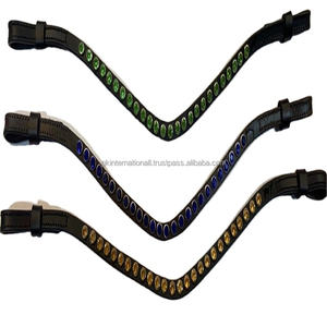 ที่กำหนดเองทำรอบหลากสีตกแต่งคริสตัลออกแบบคลื่นรูปร่างสีดำภาษาอังกฤษหนังม้าคิ้ววงลูปปรับ - Product Image 1