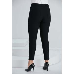 <b>Plus</b> <b>Size</b> Cotton <b>Trousers</b> with Pocket Detail, <b>Black</b> - Product Image 4