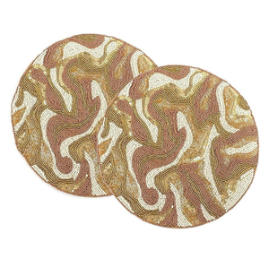 Napperons au design coloré naturel Table à manger Restaurant et hôtel Design fait à la main Décor perles Design Mats par glowin fashion - Product Image 1