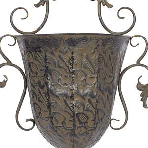 Precio a granel Adiba Home Decor Scroll Wall Planter Set Unique Vintage Design Indoor Outdoor Hanging 22 18 H Brown Brass Christmas - Product Image 4