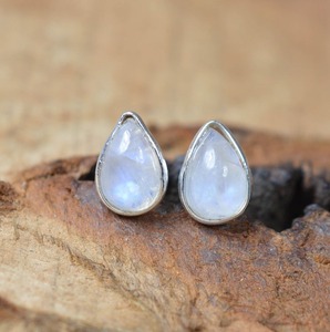 Moonstone Gemstone Jewelry For Women <b>Silver</b> Boho Style <b>Stud</b> Earrings Jewelry 925 Sterling <b>Silver</b> Trending Handmade Earrings Gift - Product Image 4